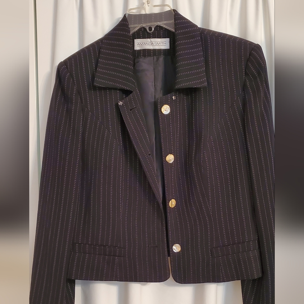 Size 10 Black and Cream Stripped Jacket